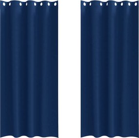 vidaXL Perdele Opaque cu Inel 2 pcs Albastru închis 260 x 140 cm
