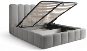 Pat tapițat Aura 160x200 cu spațiu depozitare - bouclé gri Quelle 83