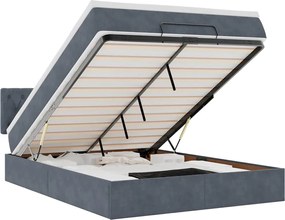 vidaXL Cadru de pat otoman cu saltea Gri închis 140x200cm catifea