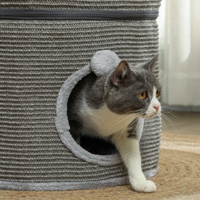 PawHut Tour pentru pisici modular tonou zgâriat pisici cu fermoar separabil 3 nivele două mingi Ø 42 x 69H cm gri | Aosom Romania