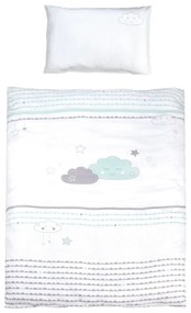 Lenjerie de pat pentru copii albă din bumbac pentru pătuț 100x135 cm Happy Cloud – Roba