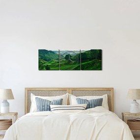 Tablou Plantații de ceai - Malaezia (cu ceas) (90x30 cm)
