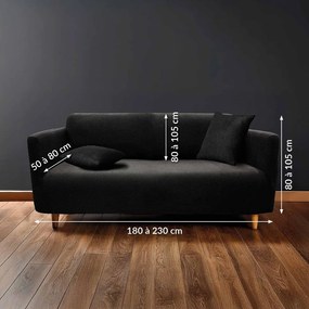 Husă neagră elastică pentru canapea cu 3 locuri Sacha – douceur d'intérieur