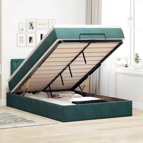 vidaXL Cadru de pat otoman cu saltea verde închis 120x200cm catifea