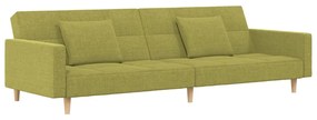 337434 vidaXL Canapea extensibilă cu 2 locuri, 2 perne, verde, textil