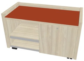 Comodă mobilă Verno 100 x 50 cm cu sticlă, dreapta, salcâm / portocaliu