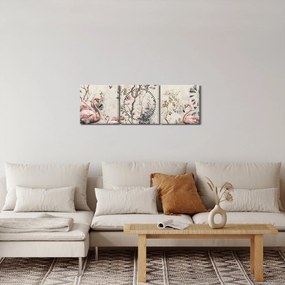 Tablou - Desen de flamingo (cu ceas) (90x30 cm)