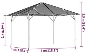 Foisor cu pereti laterali si acoperis, antracit, 3x3 m 3 x 3 m, Cu perete lateral