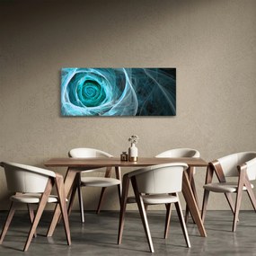 Tablou - Abstract trandafir albastru cu fundal negru (120x50 cm)