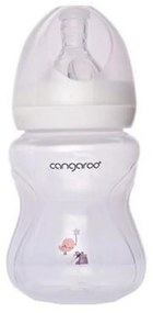 Biberon cu capac Cangaroo™ Birdy Pink, 0 luni+, 180 ml, 6 masuri, sistem anti colici, tetina lapte, Roz