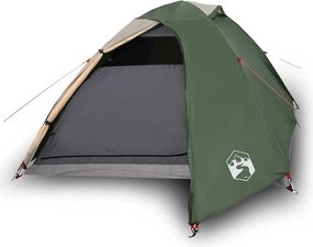 vidaXL Cort de camping cupolă pentru 3 persoane, verde, impermeabil