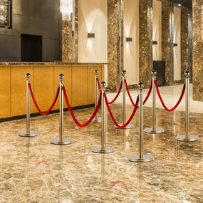 Separator de coloane format din 2 stalpi din otel inoxidabil si un cablu de flanela Ф32x95cm auriu, rosu HOMCOM | Aosom Romania