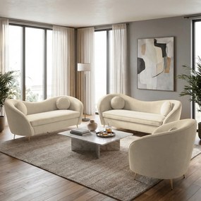 Canapea cu 2 locuri de design, ţesătură Velvet bej/gold crom auriu, EZIO TYP 2