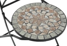 Scaun de exterior din fier forjat, cu design mozaic ceramic, stil mediteraneean, "Tesera"