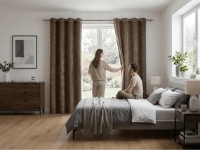 Draperie opaca LOOM VELVET 140x250 cm, maro Agatat: Inele metalice