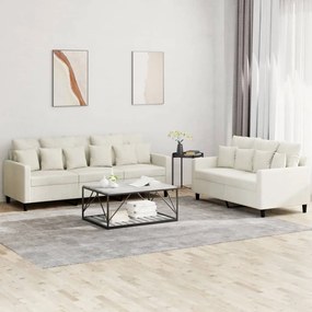vidaXL Set de canapele cu perne, 2 piese, crem, catifea