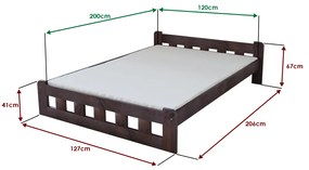Pat inalt Naomi 120 x 200 cm, nuc Saltele: Cu saltele Coco Maxi 19 cm, Lamele de pat: Cu lamele curbate