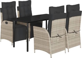 vidaXL Set mobilier de grădină cu perne, 5 piese gri deschis poliratan