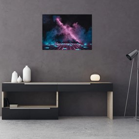 Tablou pe sticlă - Fum roz-albastru (70x50 cm)