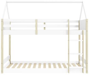 Pat pentru copii alb/în culoare naturală de tip casă/supraetajat 90x190 cm Valka – Marckeric