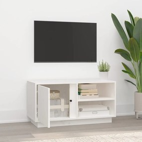 Comoda TV, alb, 80x35x40,5 cm, lemn masiv de pin