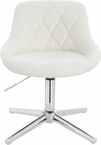 HR1054CROSS Scaun Crem Boucle cu Bază Cromata