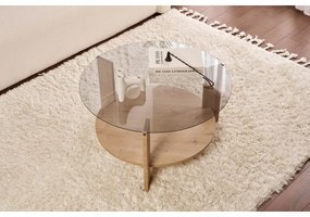 Măsuță de cafea Clara Sapphire Oak cu sticlăfumurie