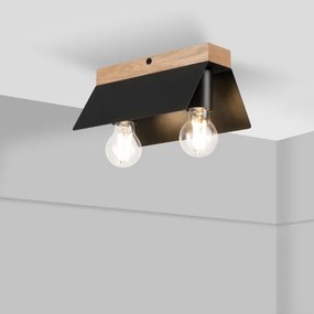 Plafonieră ESME 2xE27/15W/230V negru/stejar