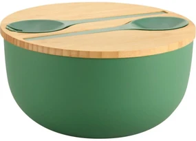 Kesper 58471 Salatieră cu tacâmuri și capac dinbambus 24 cm, verde
