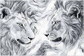 Tablou - Capete de lei desenate (90x60 cm)