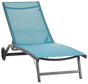 Outsunny Șezlong cu Spătar Rabatabil pe 5 Niveluri, Șezlong de Grădină din Aluminiu și Țesătură Respirabilă, 66x165x102 cm, Albastru | Aosom Romania