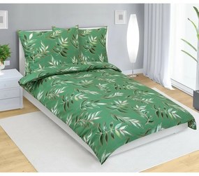 Lenjerie de pat din bumbac List verde, 140 x 200cm, 70 x 90 cm