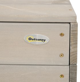 Outsunny Caz de nisip pătrat din lemn pentru copii cu bănci acoperiș reglabil, tablou și jocuri 114 x 113 x 110 cm gri | Aosom Romania