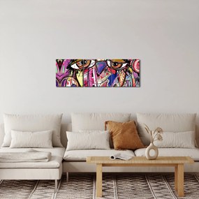 Tablou - Artă stradală - bufniță (cu ceas) (90x30 cm)