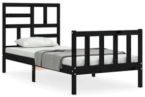3193070 vidaXL Cadru de pat cu tăblie, negru, 100x200 cm, lemn masiv