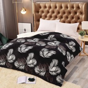 Patura Cocolino dubla cu blanita, pat 2 persoane, negru / alb, PDBJ-65