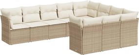 vidaXL Set canapele de grădină cu perne, 10 piese, bej, poliratan