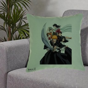 Perna Personalizata Bleach Grup Complet Ichigo si Prietenii, 40x40 cm, Verde, Husa Detasabila, Perna Inclusa, BEKZ®