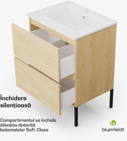 Blumfeldt Johnstone, chiuvetă și dulap pentru baie, 60 cm, chiuveta ceramica