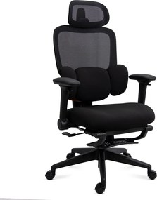 Scaun ergonomic din mesh cu suport lombar reglabil și suport pentru picioare SYYT 9523 negru