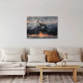 Tablou cu capră de munte în foc (70x50 cm)