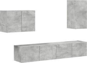vidaXL Set Dulap pentru Televizor Montat pe Perete 4 pcs Gri din beton