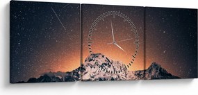 Tablou cu cerul nocturn cu munți (cu ceas) (90x30 cm)