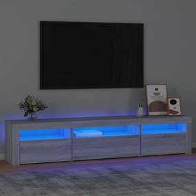 Comodă TV cu lumini LED, gri sonoma, 195x35x40 cm