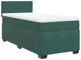 3286237 vidaXL Pat box spring cu saltea, verde închis, 100x200 cm, catifea