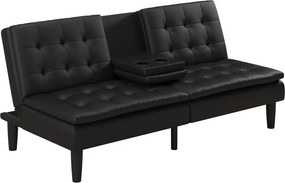 Canapea neagră extensibilă cu tapițerie din imitație de piele 191 cm Maine – Støraa