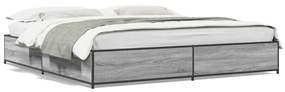 3279835 vidaXL Cadru de pat, gri sonoma, 160x200 cm, lemn prelucrat și metal
