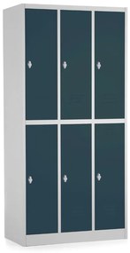 Dulap metalic - 6 cutii, 90 x 45 x 185 cm, blocare cu rotire, antracit - ral 7016