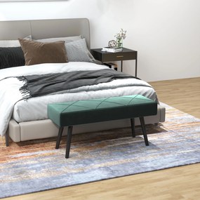 HOMCOM Bancă pentru Capătul Patului, Bancă cu Picioare din Oțel și Țesătură cu Efect de Catifea, 100x36x45 cm, Verde | Aosom Romania