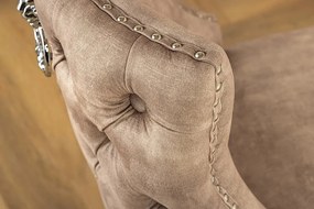 Set 2 scaune Stil Baroc, Catifea, Bej, Lemn, Negru, CASTLE DELUXE